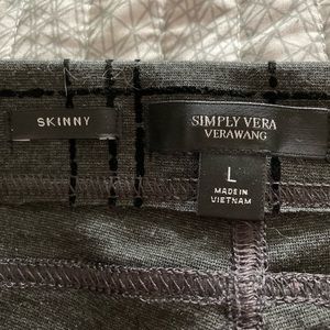 black/grey plaid trousers.